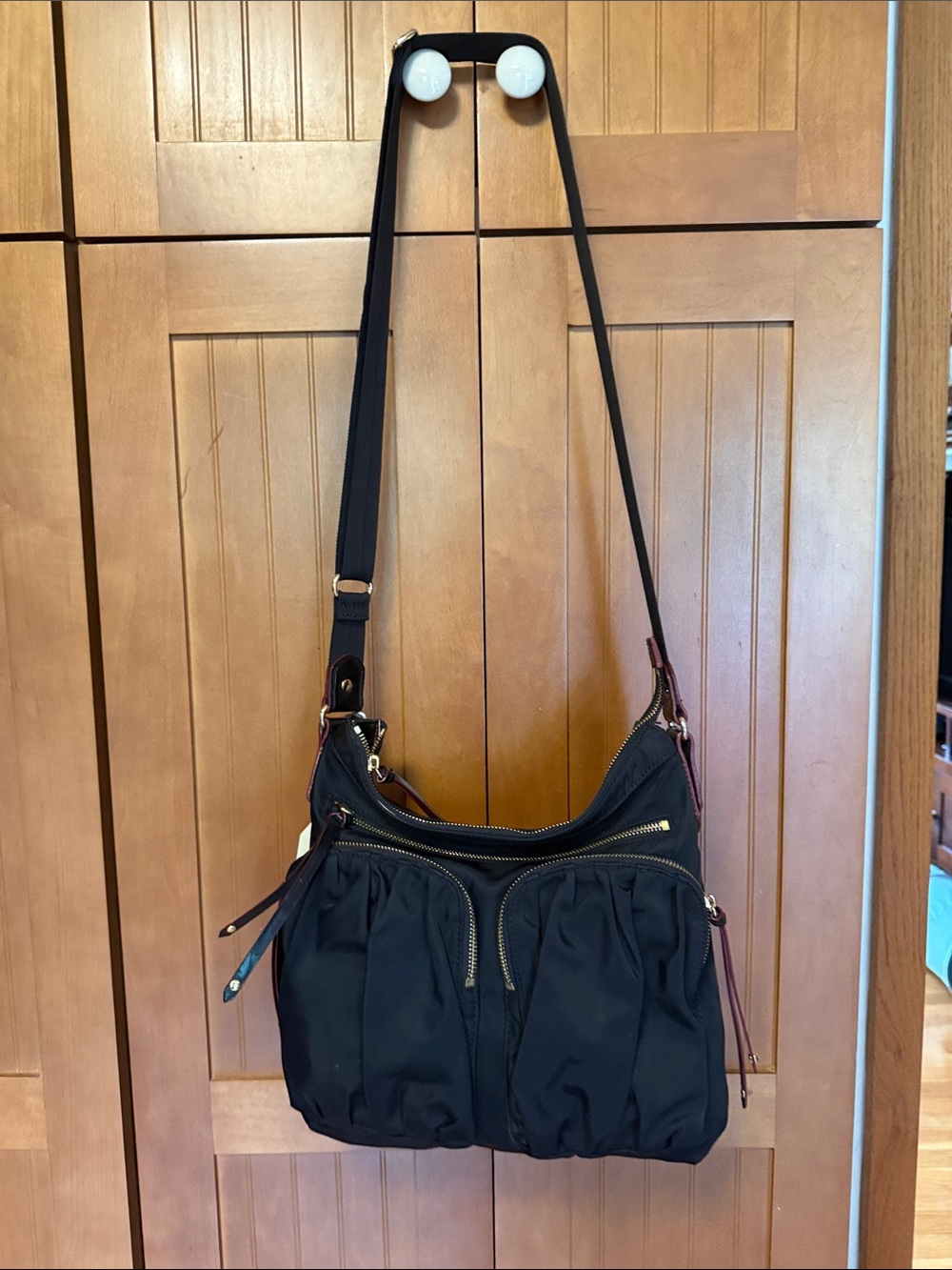 MZ Wallace Mia Black Bedford Crossbody Bag with Zip Pockets NWT